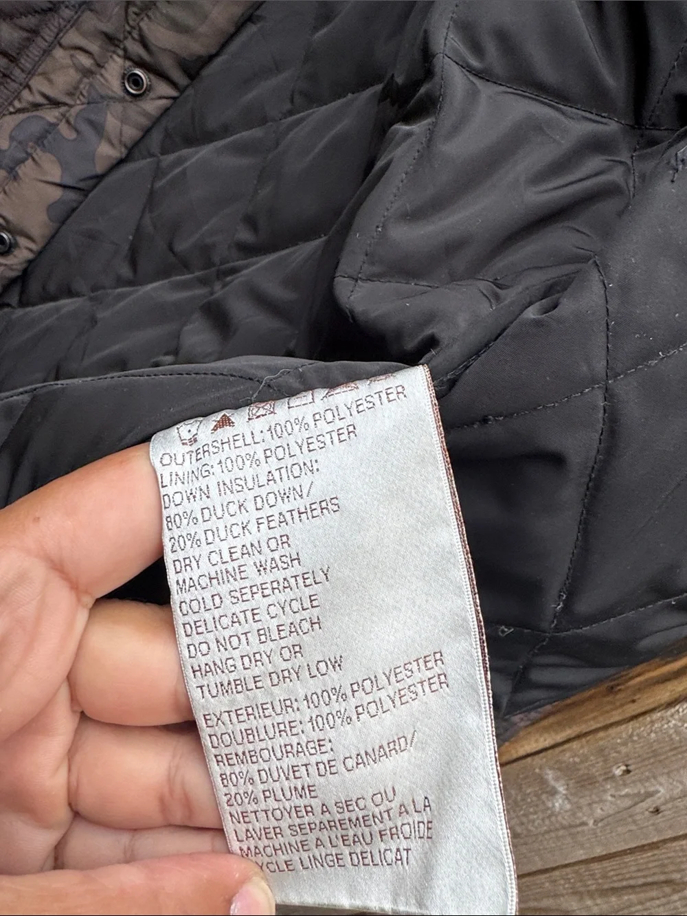 Quilted Camouflage Button-Front Jacket - Brown/Tan